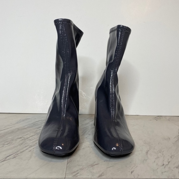 New! Topshop Brody Patent Faux Leather Gray Stretch Bootie 38 - Picture 2 of 15